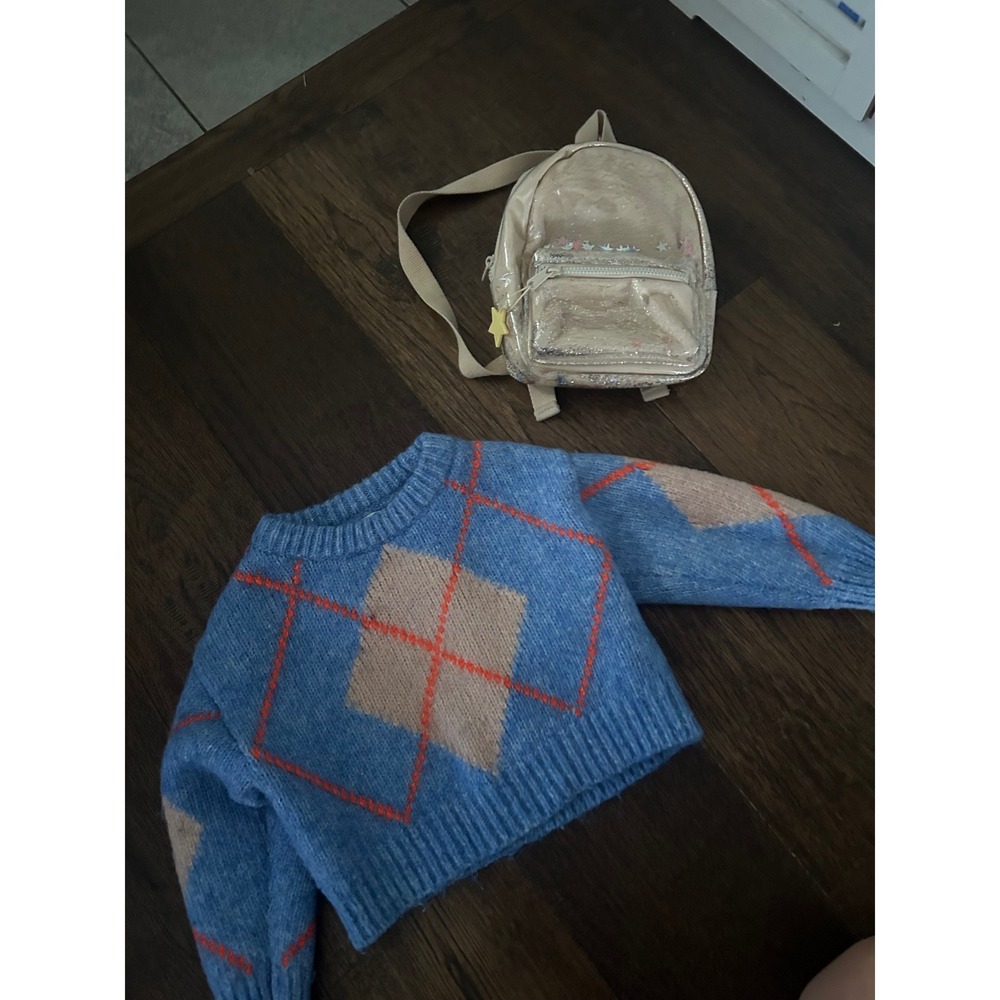 Zara Kids Mini Backpack Star Glitter Iridescent Champagne Gold Small Bag